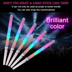 10/20/30/40/50 PCS Colorful LED Glow Sticks Cotton Candy Cones Reusable Glowing Marshmallows Sticks LED Light Tubes Party Props