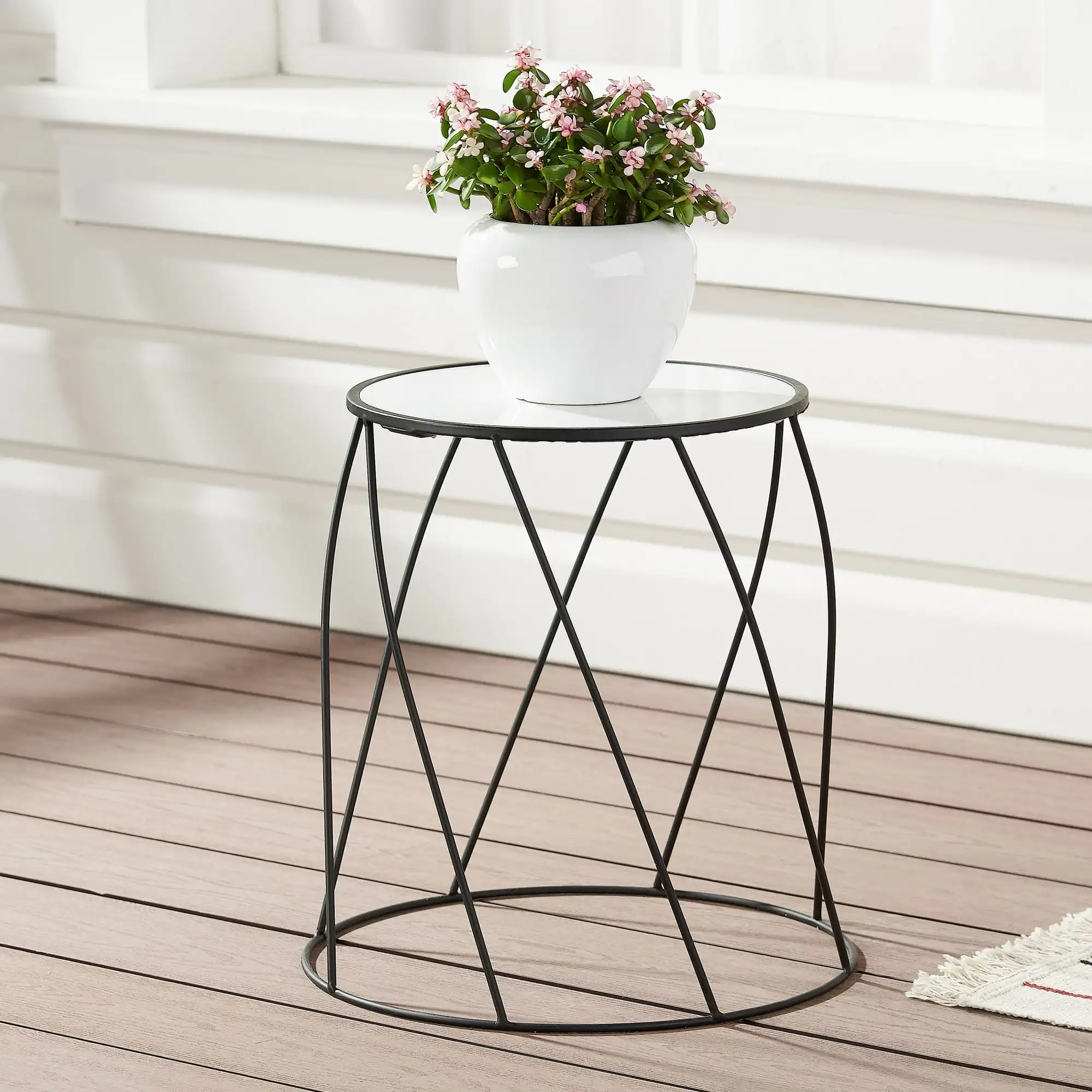 

15'‘ Matte Black Faux Marble Plant Stand | Better Homes & Gardens
