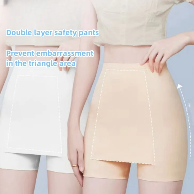 Elastische taille dames buikcontrole naadloze shorts dubbellaags onder de rok boxer veiligheidsbroek dames shapewear nieuw ondergoed