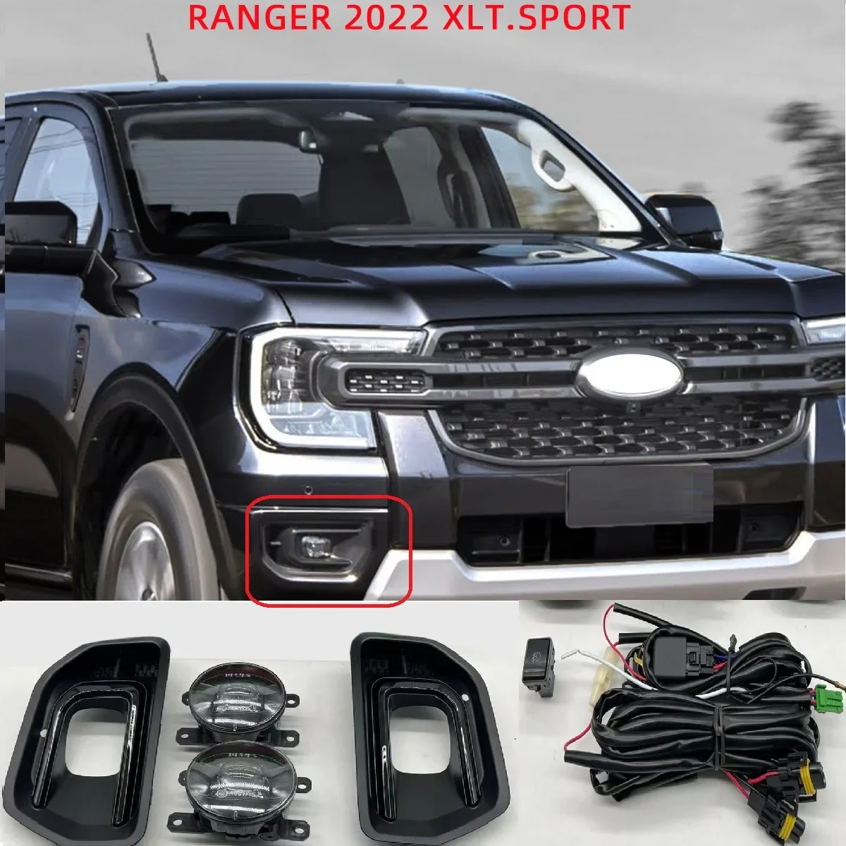 

1 Set Led Front Bumper Foglight Fog Lights Day Light for Ford Ranger XLT.SPORT 2022