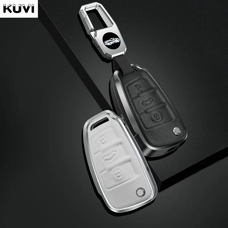 Metall Leder Auto Flip Key Cover Fall Anhänger halter für audi c5 c6 r8 a1 a3 a4 a5 a6 a7 q3 q5 q7 s6 b6 b7 b8 8p 8v 8l tt rs rs3 s3