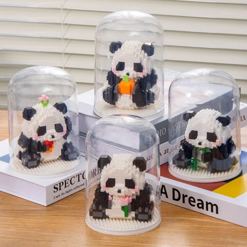 Kawaii Panda Series Micro Particle Building Block Creative Cute Animals Diy Assembled Bricks Toys For Chillren Christmas Gift