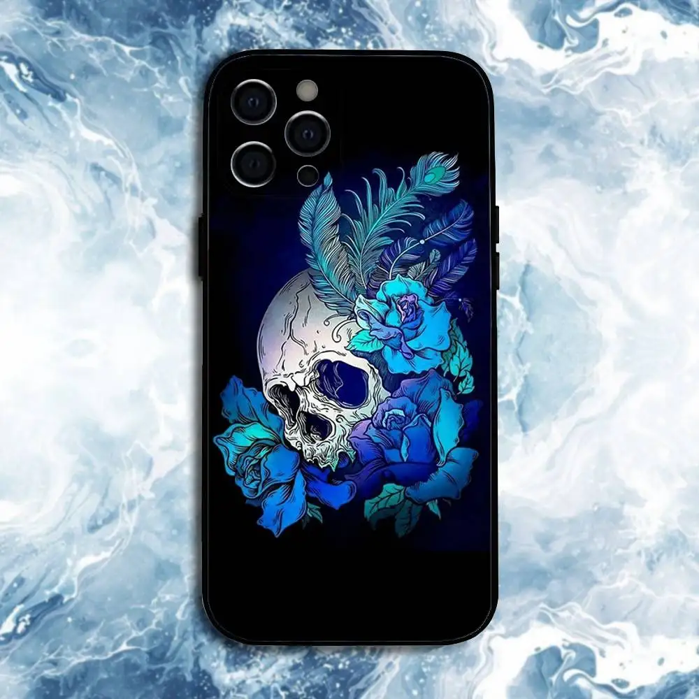 حافظة هاتف لعناصر الهيكل العظمي التوضيحية لهاتف iPhone17,16,15,14,13,12,11 Plus, Pro Max, غطاء أسود من السيليكون الناعم