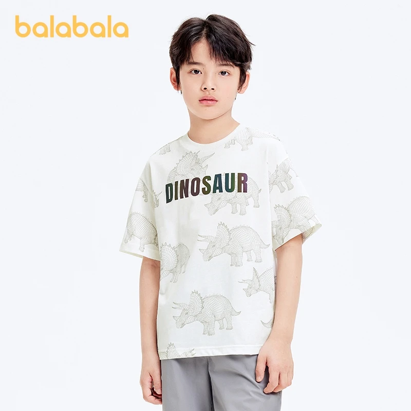 Balabala Children Short-Sleeve T-shirt Boys Printed Base Layer 2024 Summer New Collection for Mid to Big Kids Top