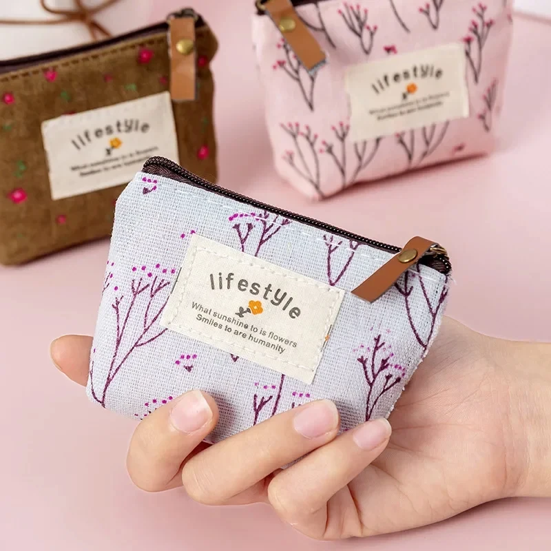 

Women Fashion Flower Coin Purses Small Canvas Coin Wallet for Girls Earphone Coin Key Storage Bag Zipper Pouch Clutch Holders