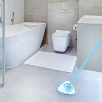 Retractable Mini Triangle Cleaning Tool Flat Floor for Wood Tiles Sturdy Handle Replaceable Head 180 Degree Rotation Bright
