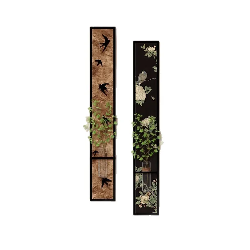 Entrance decorative painting hydroponic green plants corridor corridor  painting vertical strip retro mural