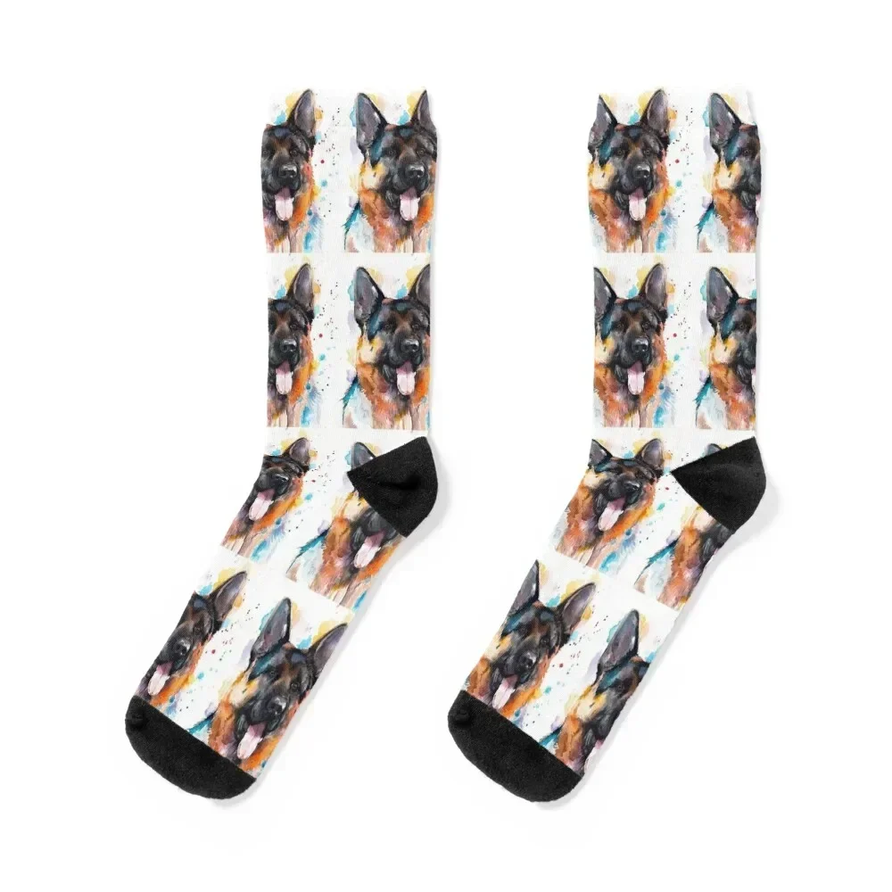 German Shepherd Dog Art Socks cycling christmas gift funny sock Girl'S Socks Men's