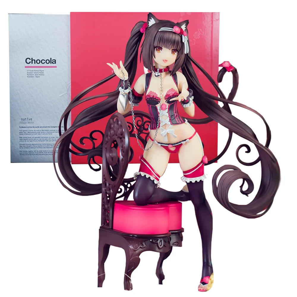 24cm อะนิเมะ nekopara รูปช็อคโกแลตวานิลลาตุ๊กตาขยับแขนขาได้สไตล์แมวพีวีซีแบบคงที่ของเล่นของขวัญตุ๊กตาแมวแม่บ้านร้านเปิดแล้ว! CH