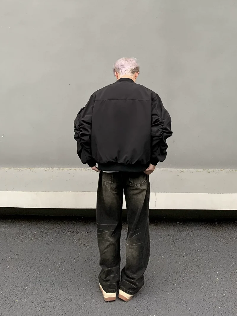 

Бейсбольный джат американского уличного дизайна, весенне-осенний свободный джат для пар нестандартной формы, молодежный длинный свеч на молнии...