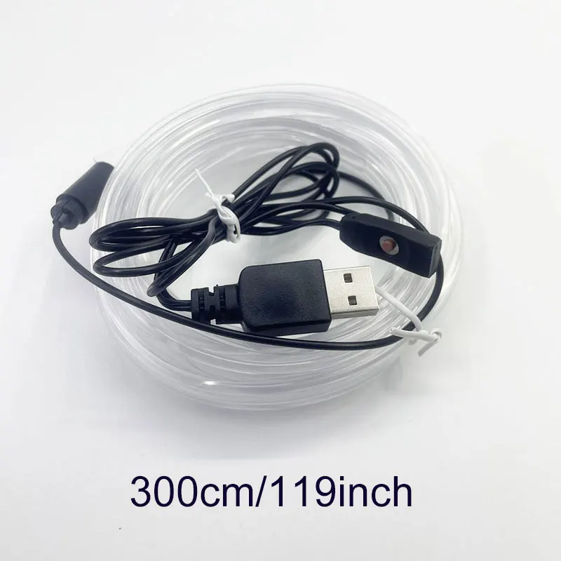 3 Meters 7 Colors in 1 Car Interior Accessories Atmosphere Lamp Cold Light Line With USB Decorative Dashboard Console LED Lights