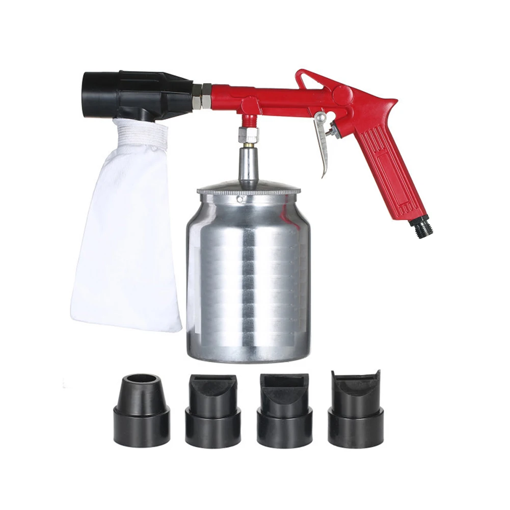 Pistola pulverizadora de arena neumática, 2,5bar, 450ml, herramienta de pistola de chorro de arena, dispositivo de chorro de arena de 1/4 pulgadas con 4 boquillas para eliminar el óxido