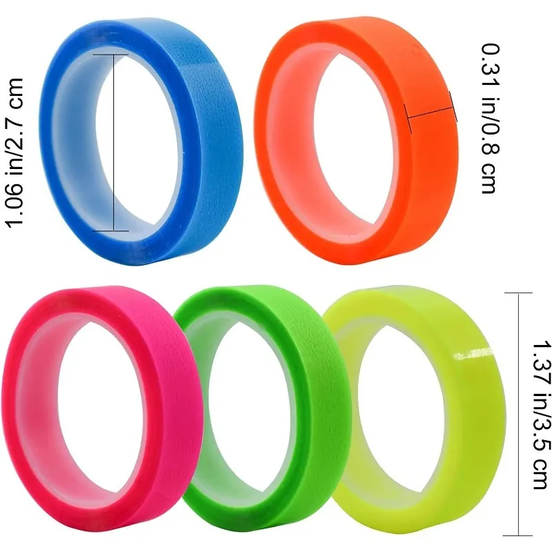 5 Stück Index-Aufkleber, zerreißbar, transparent, Klebeband, Haftnotizen, wasserfest, beschreibbar, fluoreszierend, fünffarbige Aufkleber – Detail 4