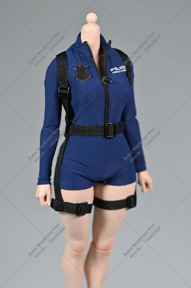 1/6 مقياس تأثيري ضابط الشرطة النسائية قطعة واحدة ضيقة ملابس السباحة حزام قبعة اكسسوارات ل 12 بوصة عمل الشكل دمية #3