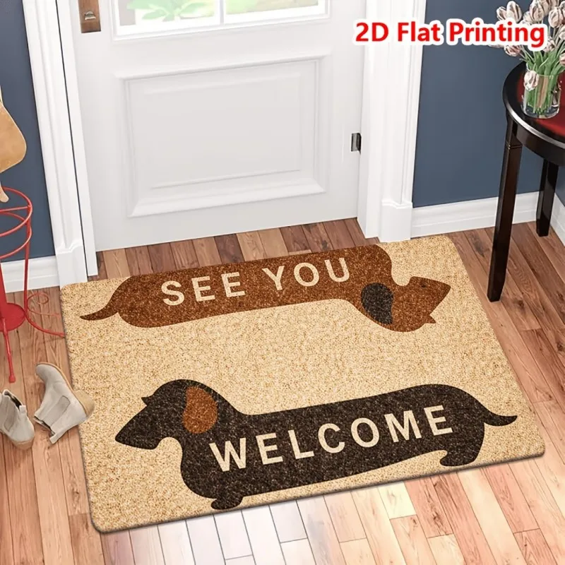 Funny Dachshund Welcome Doormat See You Sausage Dog Floor Rug Indoor Outdoor Entrance Carpet for Living Room Pet Lover Gift