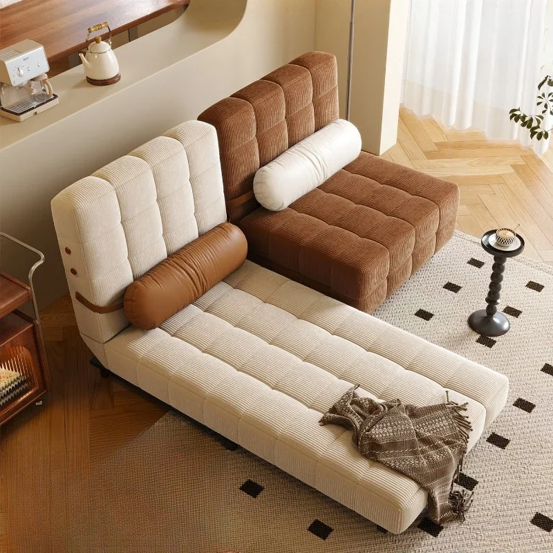 

French cream sofa bed folding dual-purpose small apartment living room vintage multifunctional single folding bed