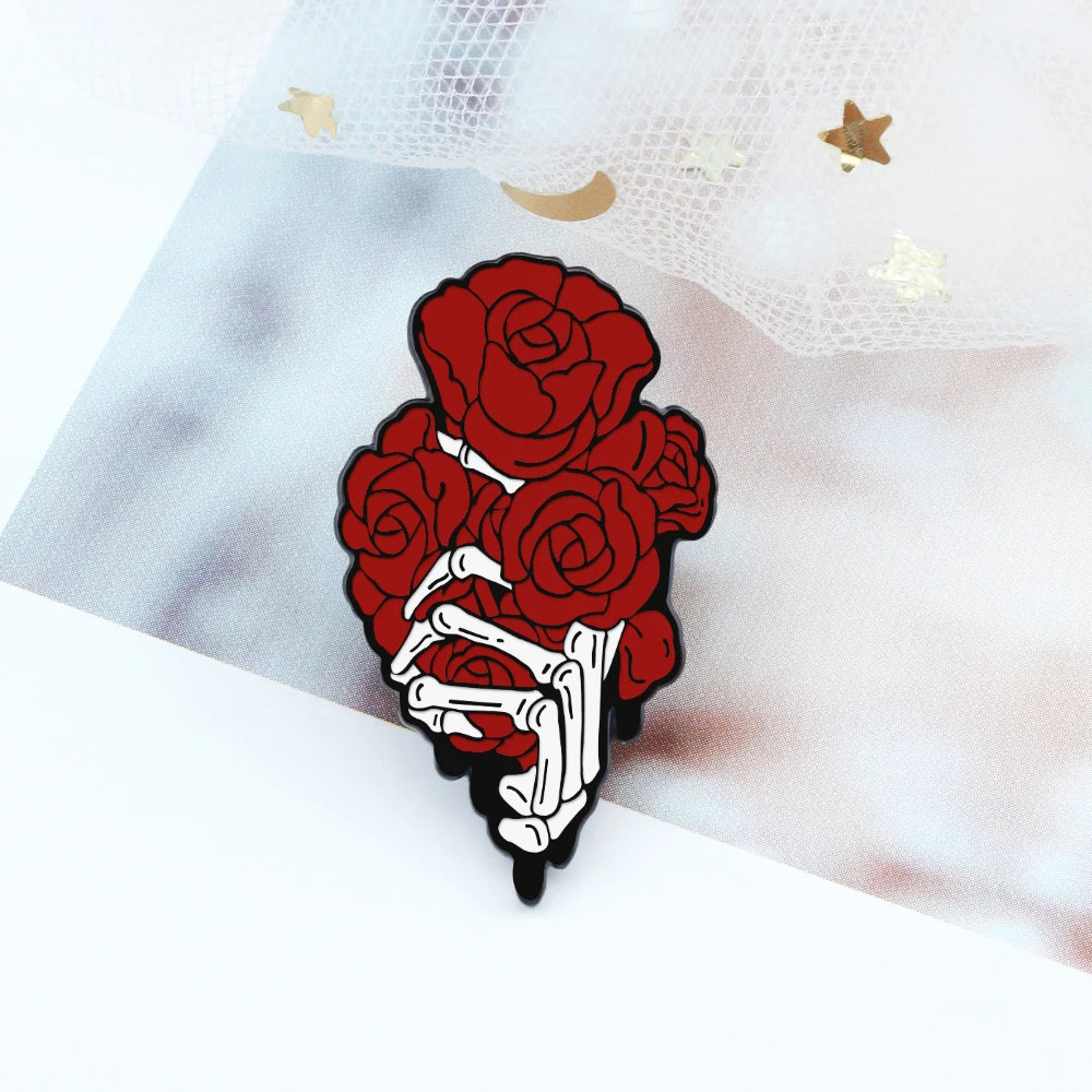 Wizard Cranio Vampire Skull Rose Flowers Brooches Collection Pins Denim Jackets Badges For Woman Men Jewelry Accessory Gifts