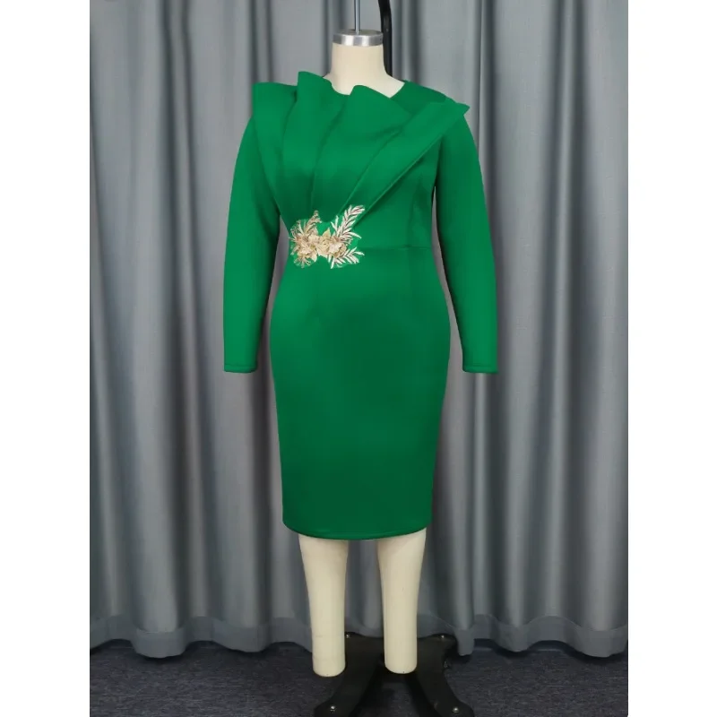 

Long Dresses for Women Prom 2025 Elegant Beaded Tulle Long Sleeve Peplum Ruffles Birthday Evening High Waist Slit Date 4XL