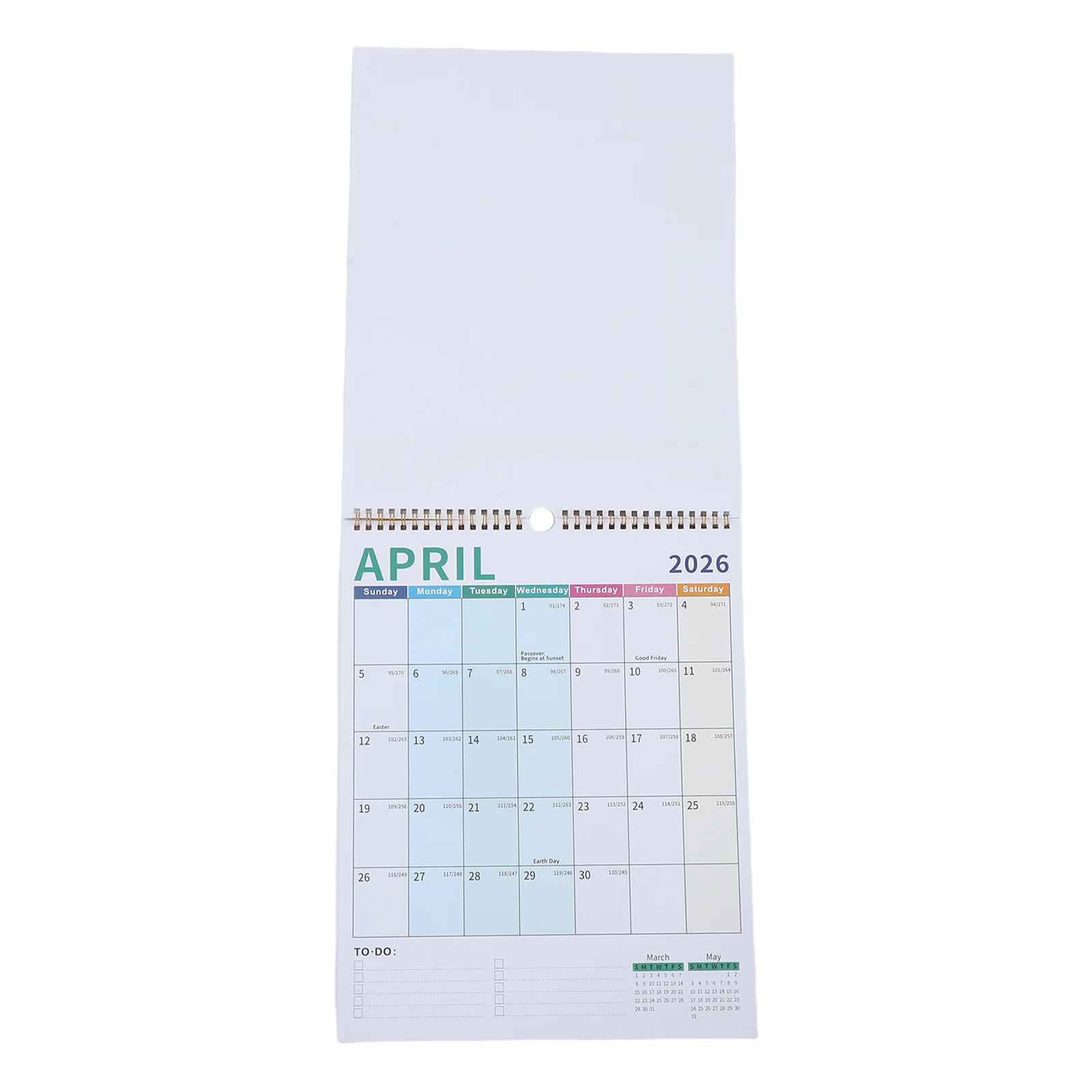 

18-Month 26 English Spiral Wall Calendar Hanging Planner 2026-2027 Office Monthly Annual Planner Holidays Office Wall Calendar
