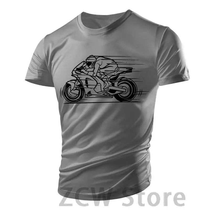 Fun Motorcycle 3d Printing Men\'s Children Street T-shirt Gym Tough Guy Running Breathable Lightweight Sports Summer Tight Tops