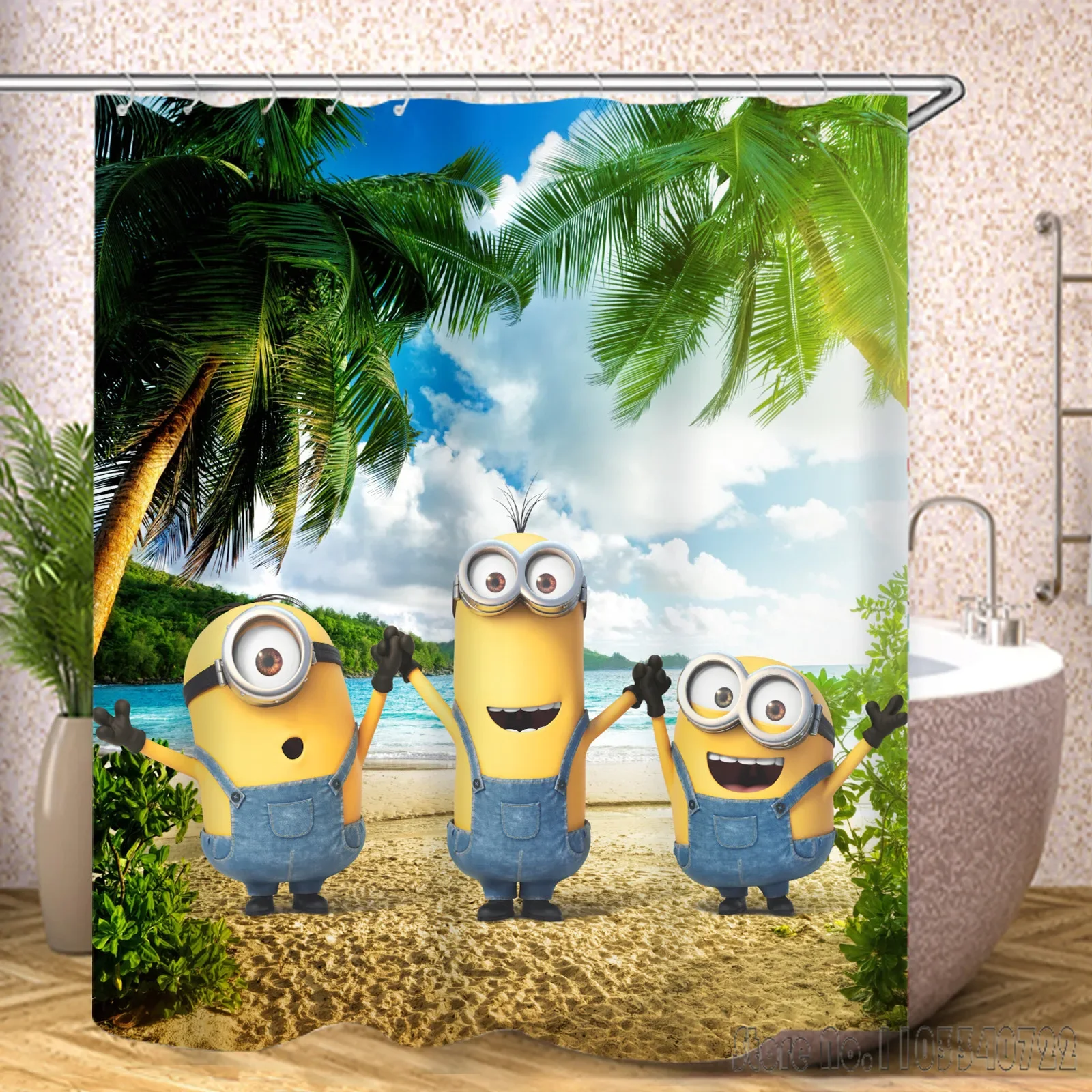 MINISO M-Minions Cartoon Tenda da doccia colorata 1 pz Tende da bagno impermeabili con ganci per l'arredamento del bagno