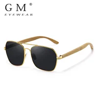 GM Gafas de sol cuadradas metálicas retro de moda para mujeres y hombres marcas de diseñador de lujo gafas de sol de bambú y madera de conducción populares