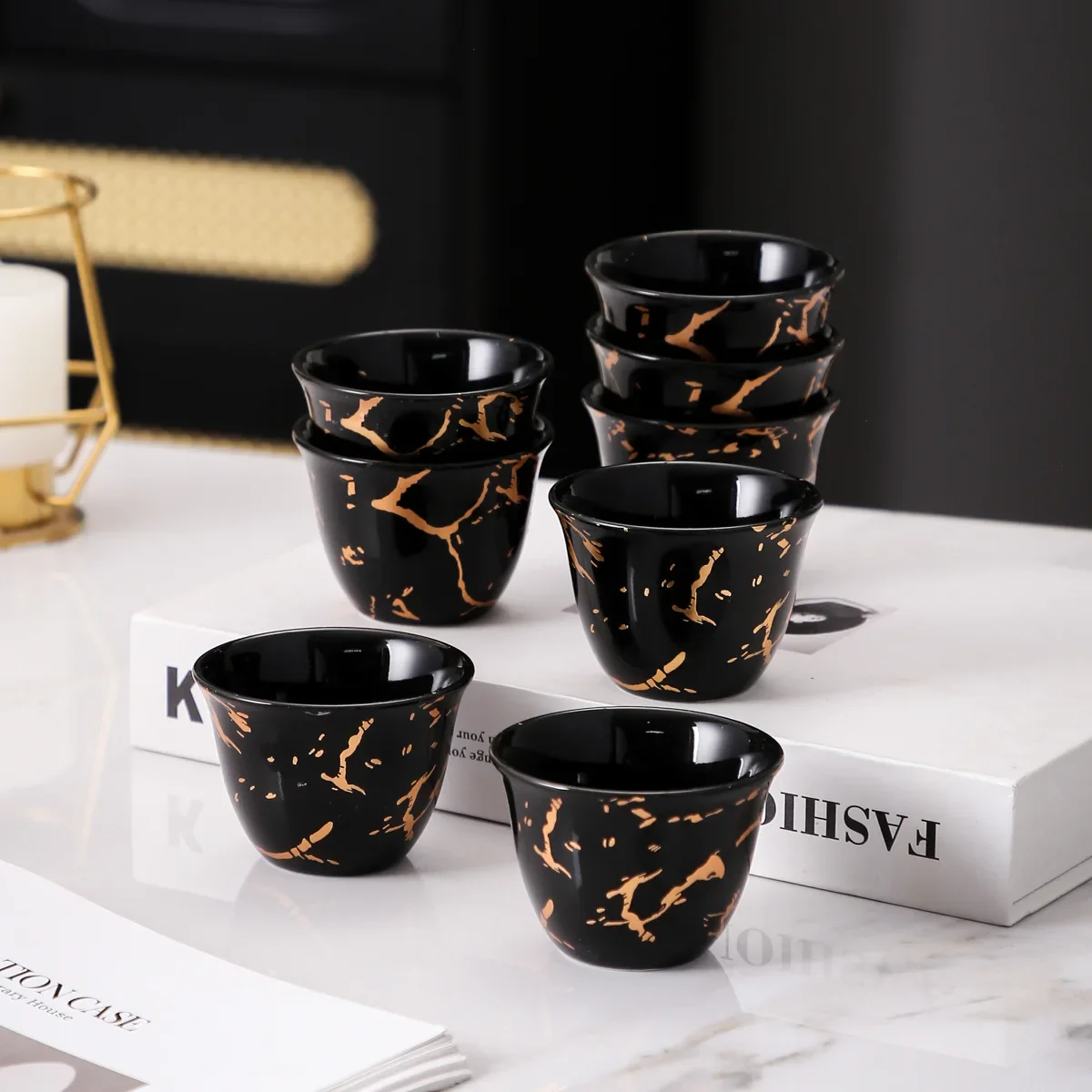 6Pcs Mini Ceramic Espresso Cups, Creative Simple Demitasse Mugs for Latte Art, Small Coffee Cups for Office Home 4