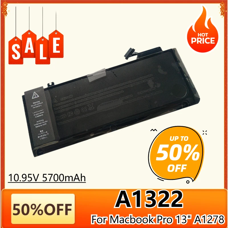 

A1322 Laptop Battery for MacBook Pro 13 Inch A1278 (2009-2012) 10.95V 63.5Wh Replacement Battery Bateria