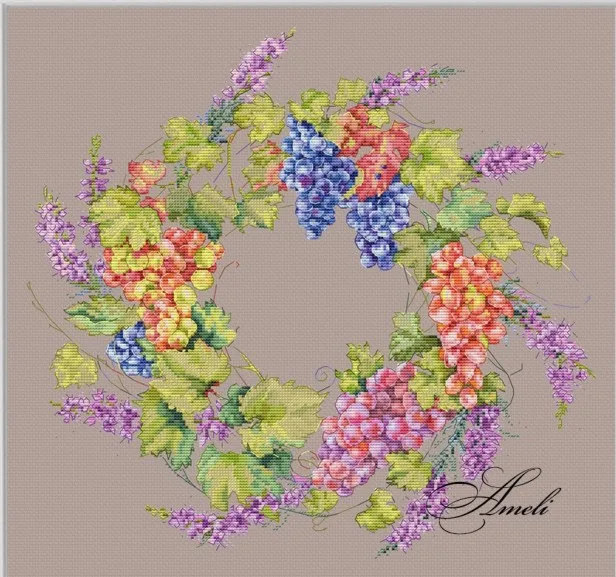 wreath series berry wreath 46-44 Canvas Cross Stitch Embroidery Set Hobby Magic Room Decor Design