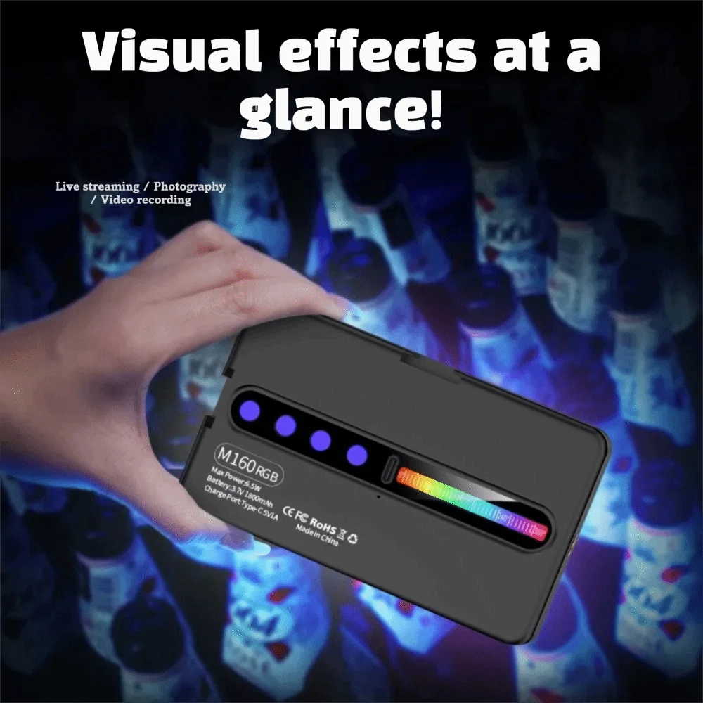 Dimmable RGB LED Video Light CRI 95+ Full Color Output Camera Light Rechargeable Cold Shoe LED Video Light Kit Photography
