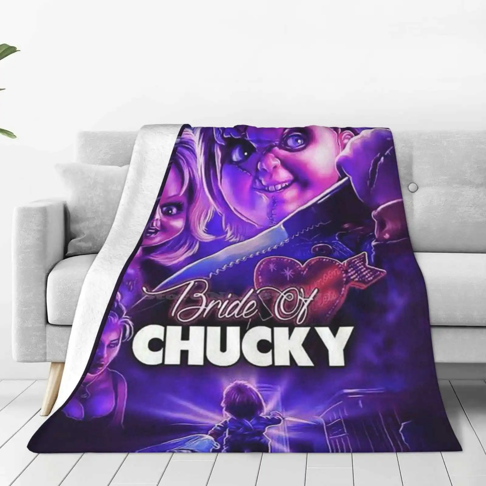 Bride Of Chucky Hot Sale Printing High Qiality Warm Flannel Blanket Bride Chucky Horror Terror Doll Halloween Knife Diabolical