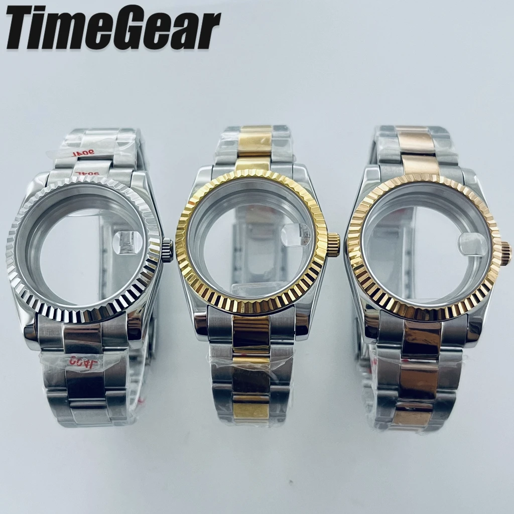 

36mm/40mm For NH35 Datejust NH34 NH36 NH38 T5000 ETA2824 Movement Fluted Curved Watch Case Strap Slide Buckle for 28.5mm Dial