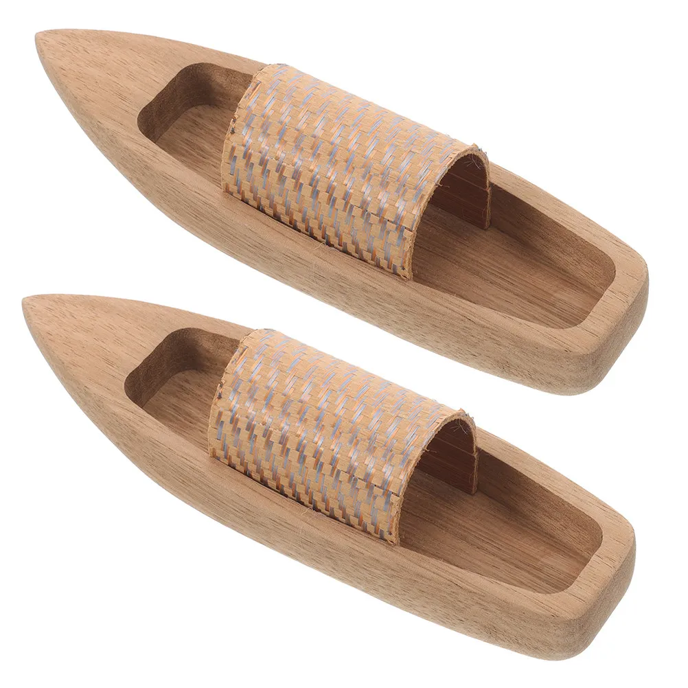 

2Pcs Wooden Canoe Rustic Miniature Boats Unfinished Wood Craft Decor Realistic Small Desktop Boat Ornament Sailing Boat