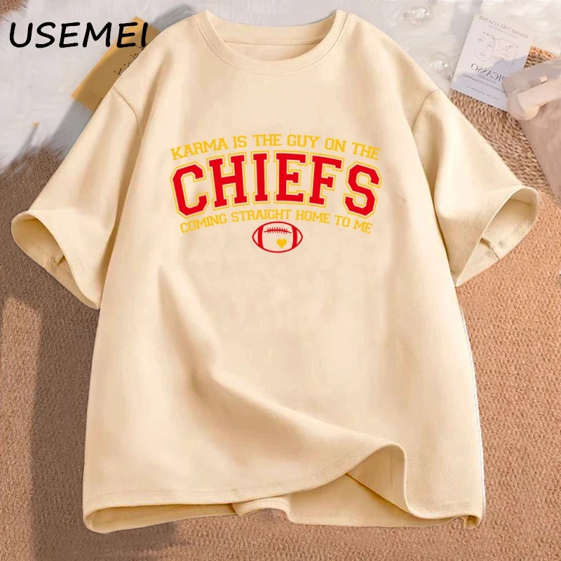 Karma Is The Guy on The Chiefs Coming Straight Home To Me T Shirt Women Men American Football T-Shirt Short Sleeve Cotton Tshirt