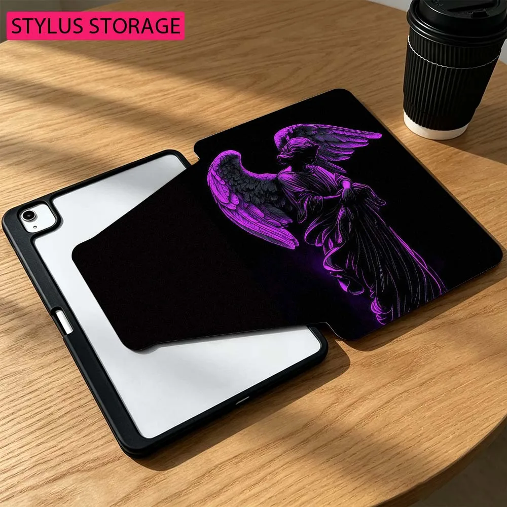 Dark Knight Angel For iPad Mini Pro Air 5 6 7 8 9 gen 11 10.5 8.3 9.7 7.9 10.9 inch 360° Rotation Pen slot Tablet Case