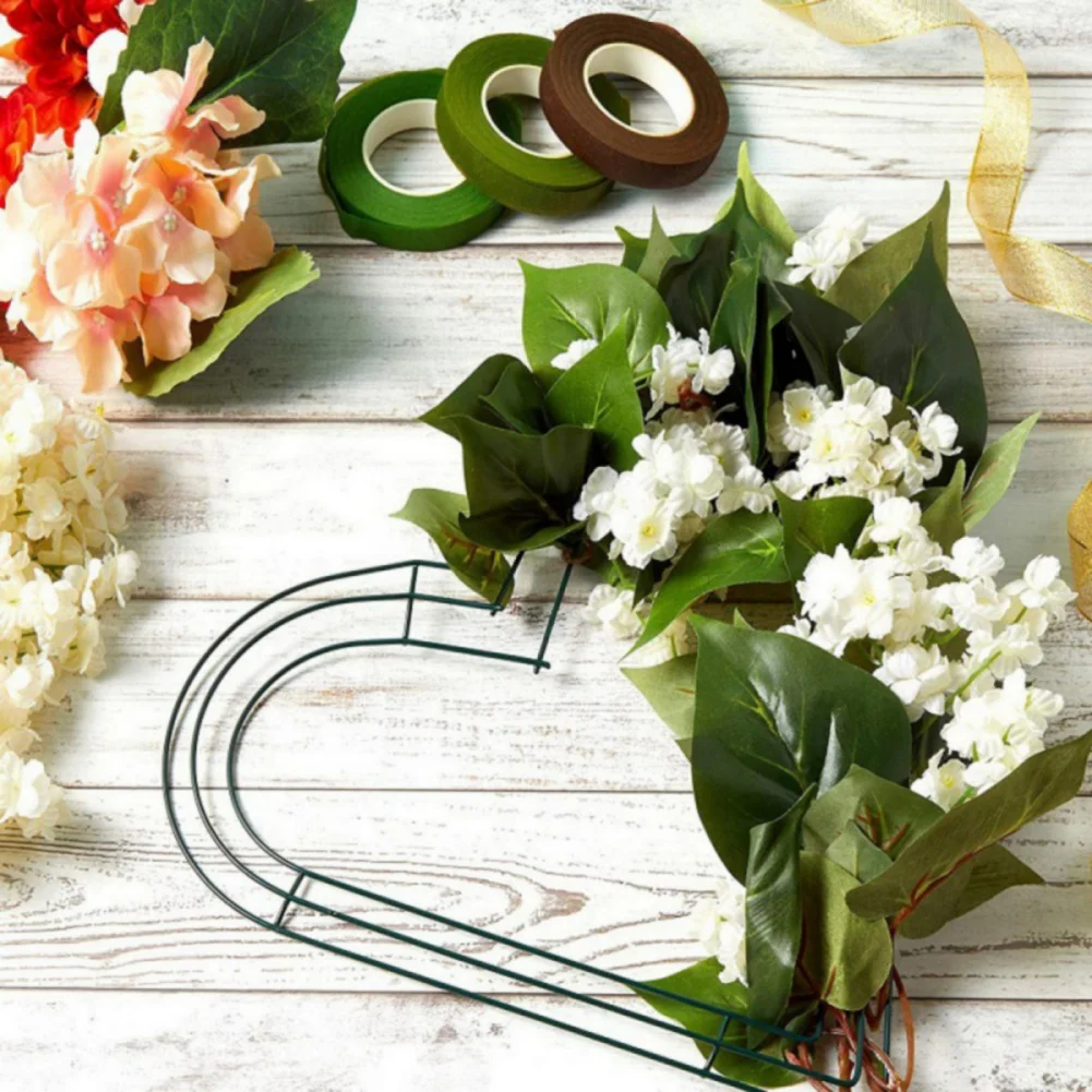 3pcs Heart Shaped Wreath Frame DIY Floral Crafts Metal Wire Flower Wreath Frame for New Year Wedding Valentine's Greeting Party