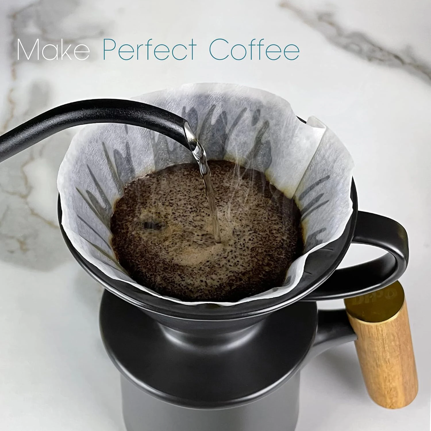 Pour Over Coffee Dripper, Reusable Ceramic Coffee Drip Filter for Home, Office, Cafe, Easy Manual Brew Maker Gift, Size 02