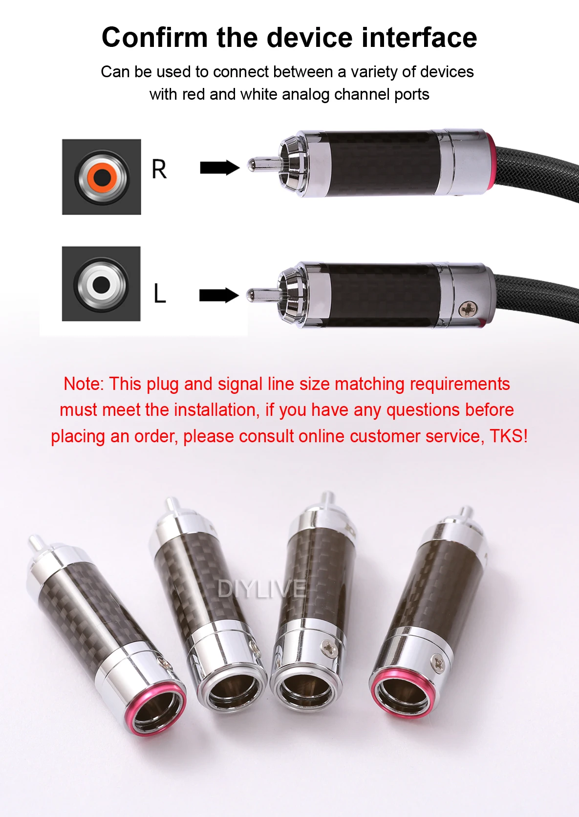 DIYLIVE Furutech CF-102(R) carbon faser rhodium-überzog RCA lotus kopf solder-kostenlose self-locking terminal signal kabel – Detail 8