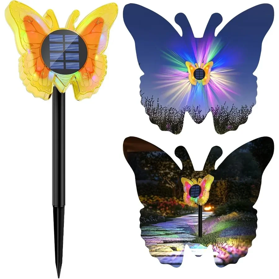 

Солнечные фонари-бабочки, уличные меняющие цвет, 3D свечение, 2 в 1, настенные декоративные светильники для сада, патио, лужайки, двора, забора, Backya