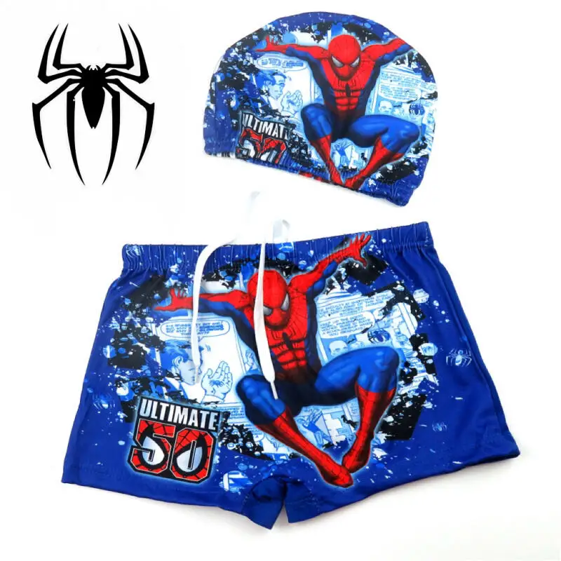 Anime Spiderman Kid Swimwear Pants Cap Set Baby Boy Swimsuit Shorts Cartoon Spiderman Kids Swimming Trunks Glasses Gift