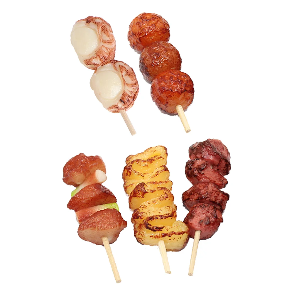 5 Pcs Simulation Barbecue Skewers Mini Foods Nail Kids Play Grill Fake Realistic Pvc Toy Child