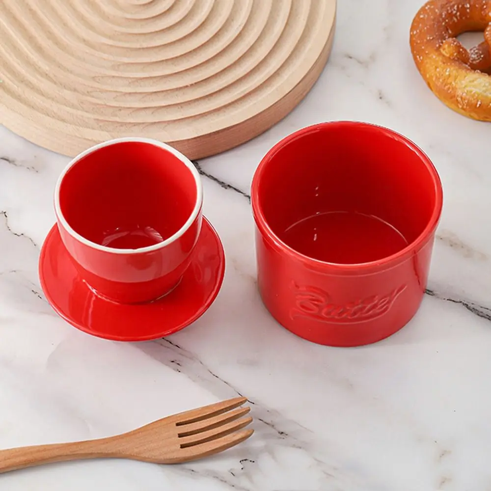 Easy To Clean Glossy Finish Butter Bell Crock Keep Fresh with Lid Ceramic Butter Dish Thicken Handmade Butter Holder Counter
