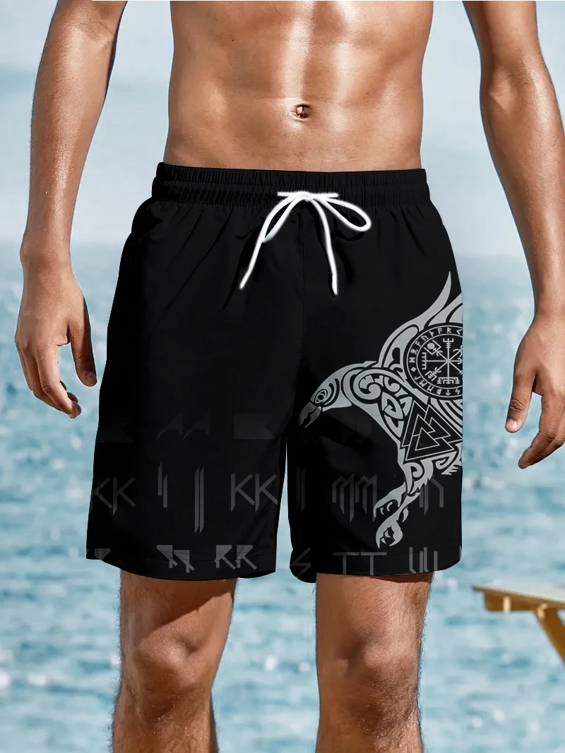 High Street Loose Casual Shorts Fashion Retro Eagle 3d Digital Printed Shorts Men's Surfing Beach Shorts Summer Oversize Shorts