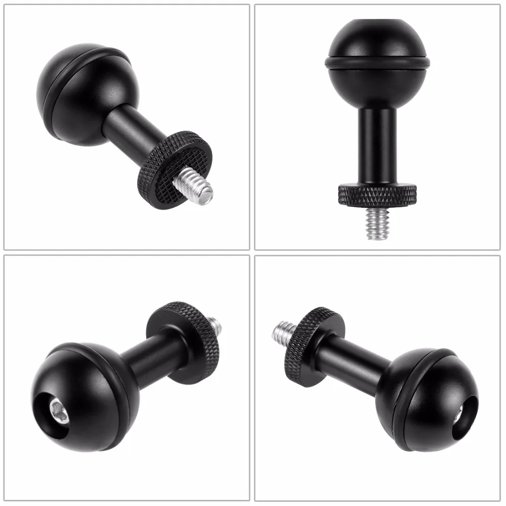 Aluminiumlegierung Tauchen Licht Taschenlampe Dual Kugelgelenk Arm und 2 Schmetterling Clip Klemmhalterung für Unterwasserfotografie Kamera – Detail 4
