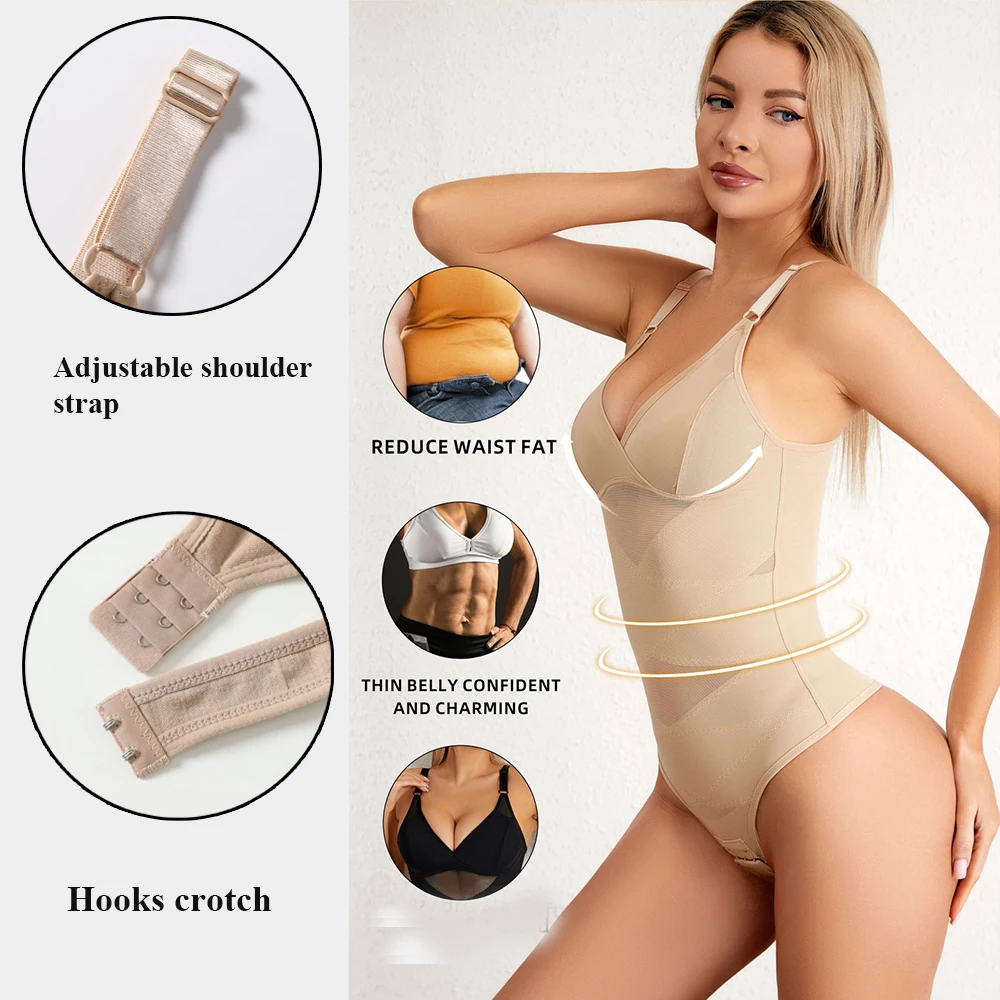 Women Thong Shapewear bodysuit for tummy control High Compression Abdomen Reducing Body Shaper Bodysuit