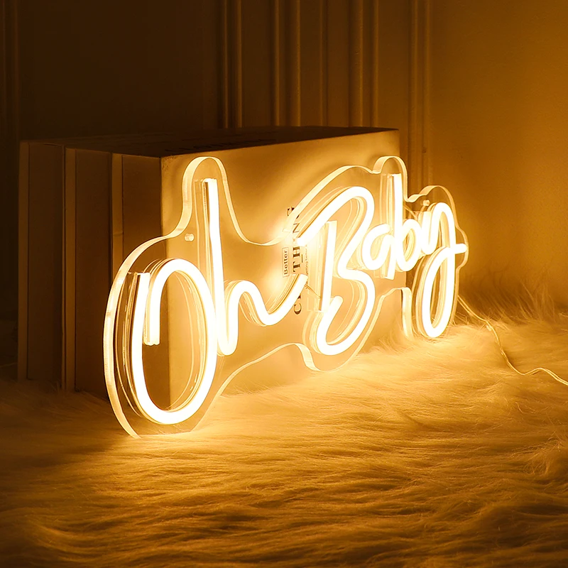 Oh Baby Neon Sign for Birthday Party Wedding Decor USB Powered Oh Babe Night Neon Light Sign for Bedroom Hanging Ornament