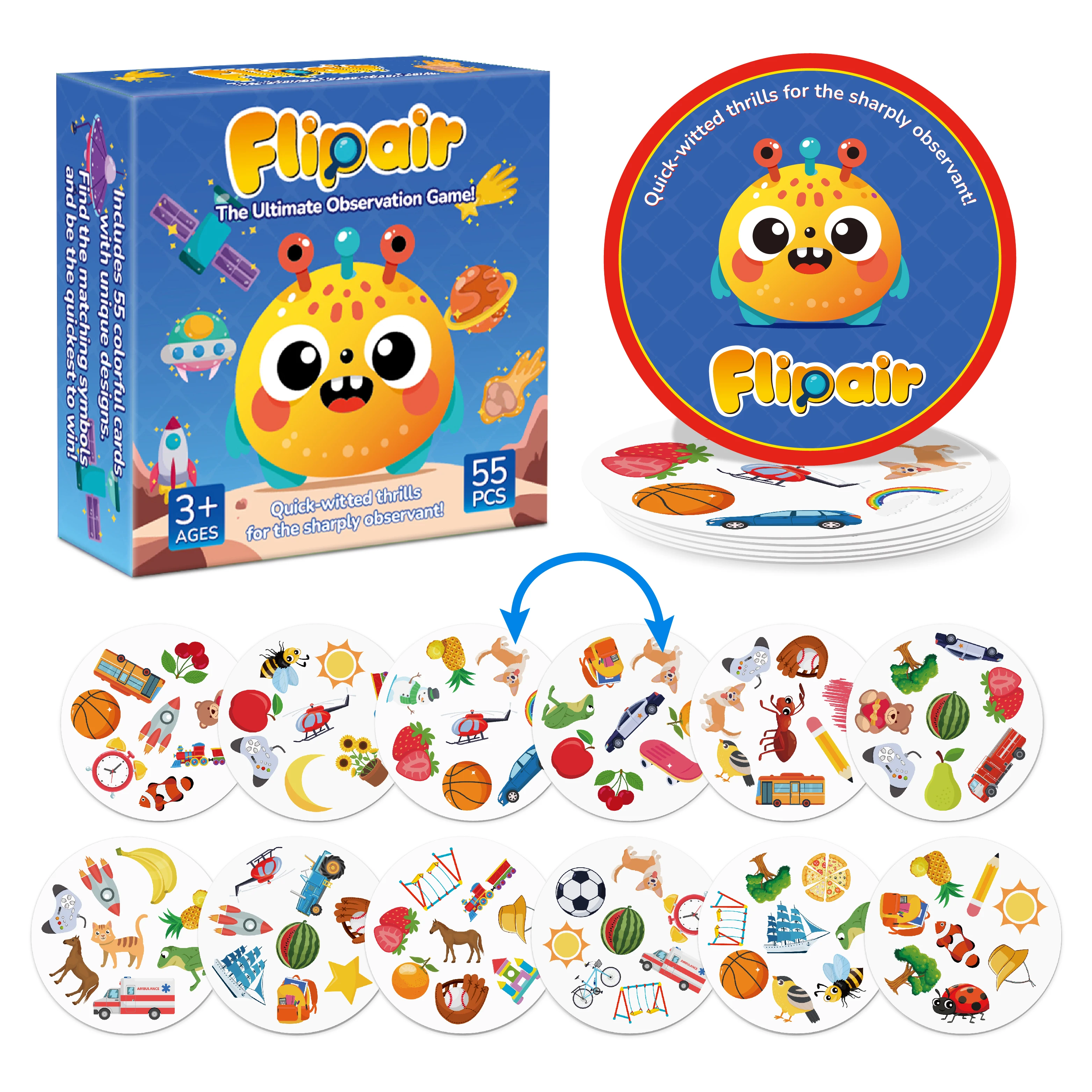 ألعاب الورق المطابقة بأنماط سريعة، وتدريبات تركيز الذاكرة، ولعبة الإدراك المرئي للعائلة والمدرسة والحفلات والسفر