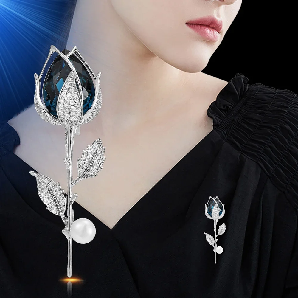 

Exquisite Floral High-end Women's High-end Luxury Smart Design Classic Suit Coat Pin Crystal Decoration Office Party Accessories