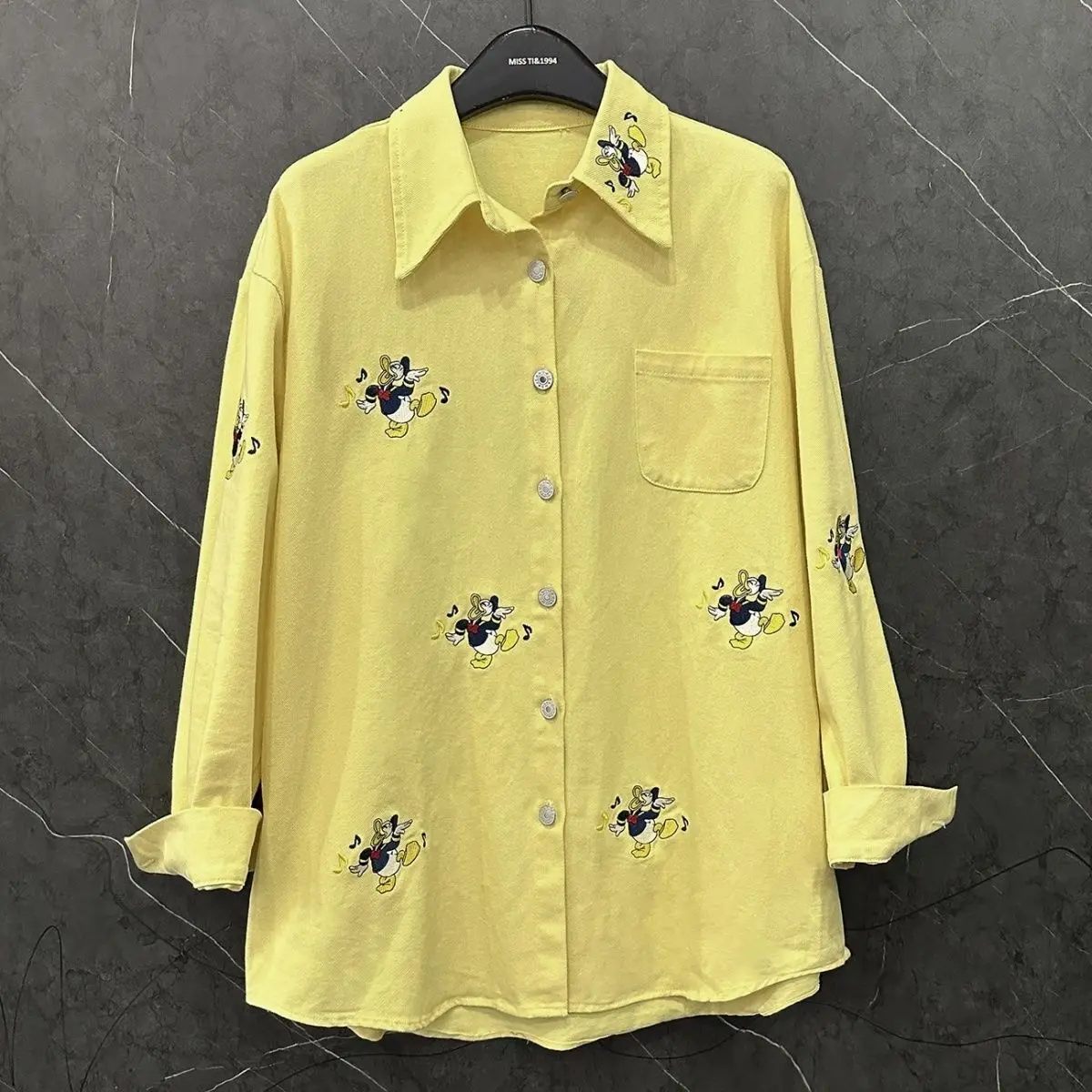 

Disney Cartoon Donald Duck Spring Autumn New Shirt Sweet Aging Long Sleeve Cowboy Shirt Coat Women's Loose Casual Versatile Tops