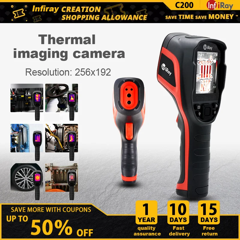 Infiray C200 Hand held infrared camera Resolution 256x192 Ground heating pipeline and heat loss detecti Infrared Thermal Imager
